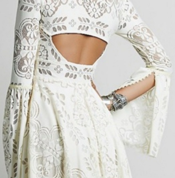 ANTHROPOLOGIE Free People MESH LACE DRESS 4 XS - Picture 2 of 6